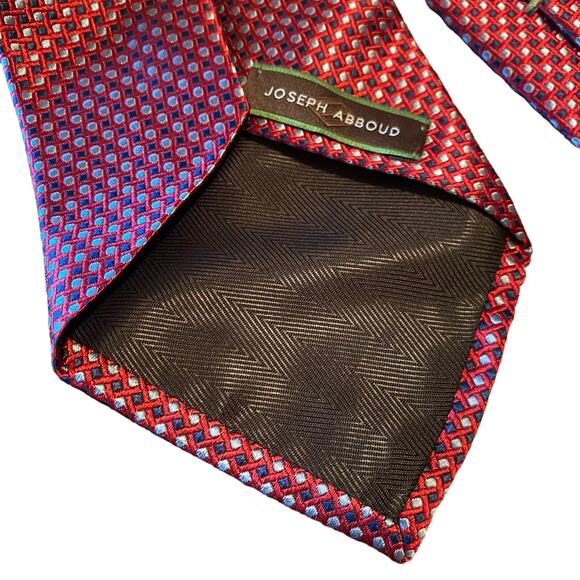 Joseph Abboud 100% Silk Made in Italy Red, Black and Gray Tie Formal Career Wear - Picture 8 of 11